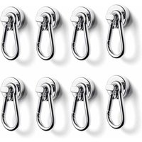 Magnethaken, 20 mm superstarker Neodym-Magnethaken mit Karabiner, maximale Tragkraft 12 kg – für Büro, Lager, Grill, 8 Stück von ALOVEZ