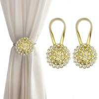 Magnetische Vorhang-Raffhalter, 2er-Pack glitzernde Vorhang-Raffhalter mit Kristallblumen, Vorhang-Schnallenclips (Gelb und Weiß) von ALOVEZ