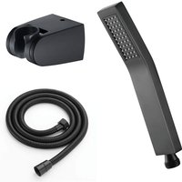 Alovez - Messing-Duschkopf, Handbrause mit Schlauch, Handbrause, Einzelfunktion, Anti-Kalk-Duschkopf mit Silikon-Wasserauslass, Schwarz von ALOVEZ