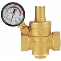 Messing-Wasserdruckminderer, DN20 Einstellbarer Messing-Wasserdruckregler mit Manometer - RW-Druckminderer von ALOVEZ