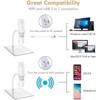 WiFi-Digitalmikroskop, Mini-Vergrößerungsmikroskop mit 50- bis 1000-facher Vergrößerung, 1080P HD 2,0 MP 8 LEDs, tragbares USB-Digitalmikroskop, WiFi-Digitalmikroskop, Mini-Vergrößerungsmikroskop mit 50- bis 1000-facher Vergrößerung, 1080P HD 2,0 MP 8 LEDs, tragbares USB-Digitalmikroskop, von ALOVEZ