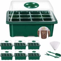 Mini-Gewächshaus für Pflanzen, 6 Stück, 72 Zellen, Setzlingsschale für den Innenbereich, Setzlingsschale, Anzuchtkasten für Kindergärten mit robustem von ALOVEZ