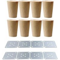 Möbelbeine aus Massivholz (4 x 5 cm) mit Montageplatte und Schrauben für Sofa, Fernseher, Bett, Esstisch – 5 cm (8er-Set) von ALOVEZ