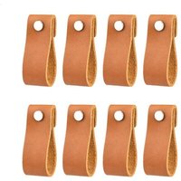Möbelgriffe aus Leder - Cognac - 8 Stück - 6 x 2 cm - Schrankgriff, Türgriff für Küche, Bad, Kleiderschrank, Kommode, Holz von ALOVEZ