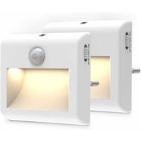 Nachtlicht mit Bewegungsmelder – [2er-Pack] Nachtlicht mit Bewegungsmelder, dimmbar, Steckernetzteil mit stufenlos einstellbarer Helligkeit für Flur, von ALOVEZ