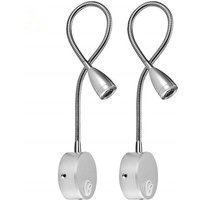 Nachttisch-Wandlampe, 2er-Pack, Lichter, Wandlampe, Leselicht, LED-Schwanenhalsleuchte, 3 W, 3000 K, Warmweiß, Leselampe, Silber Nachttisch-Wandlampe, 2er-Pack, Lichter, Wandlampe, Leselicht, LED-Schwanenhalsleuchte, 3 W, 3000 K, Warmweiß, Leselampe, Silber von ALOVEZ