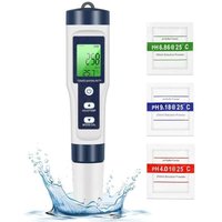 PH-TDS-Messgerät, 5-in-1-Wasserqualitätstester PH/TDS/EC/SALT/Temperatur-TDS-Messgerät LCD mit grüner Hintergrundbeleuchtung für Pool/Aquarium/Teich von ALOVEZ
