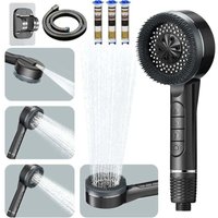 Hochdruck-Duschkopf, Handbrause mit Anti-Kalk-Filter, mit 1,5 m Schlauch und Brausehalter, 4 Düsenarten, wassersparender Duschkopf mit von ALOVEZ