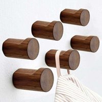 Wandgarderobe, Kleiderhaken aus Holz, Wandaufbewahrung, runder Wandhaken, Wandhaken aus Holz, 6er-Set (Farbe: Schwarznuss) von ALOVEZ