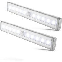 LED-Lichtleiste, 2er-Set, LED-Nachtlichter mit selbstklebendem Bewegungsmelder, batteriebetrieben, Aluminium von ALOVEZ