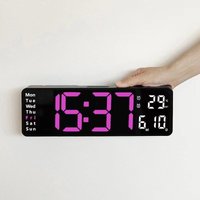 Rosa Shell Lampe Schwarz Große Digitale Wanduhr mit Einstellbarer Helligkeit LED Digital Uhr von ALOVEZ