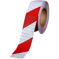 Rot-weißes Warnband, Reflektorband, selbstklebend, für die Verkehrswarnung bei Nacht, reflektierender Aufkleber, Bodenmarkierung fürs Auto, 5 cm x 25 von ALOVEZ