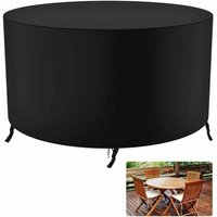 Runde Gartenabdeckung, Runde Gartentisch-Schutzhülle, Gartentisch-Abdeckung, wasserdicht, winddicht, UV-beständig, reißfest, 210D Oxford-Plane, von ALOVEZ