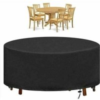 Runde Gartentisch-Abdeckung, Abdeckplane für Gartenmöbel im Freien, wasserdicht, UV-beständig, Oxford, strapazierfähig, für Gartentisch und Stühle, von ALOVEZ