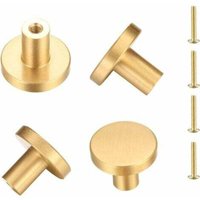 Runder Türgriff aus massivem Messing, Möbelgriff, Schubladengriff für Schränke, Kommoden, Küchen, Einloch-Goldgriff – 4 Stück (33 mm 20 mm) von ALOVEZ