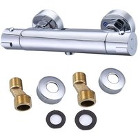 Runder mechanischer Wasserhahn mit hohem Auslauf und integrierter Konstanttemperaturbrause (Auslauf nach unten) von ALOVEZ