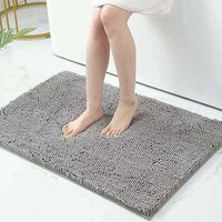 Rutschfeste Badematte aus Chenille-Mikrofaser – saugfähige Badematte – 60 x 90 cm – Hellgrau Rutschfeste Badematte aus Chenille-Mikrofaser – saugfähige Badematte – 60 x 90 cm – Hellgrau von ALOVEZ