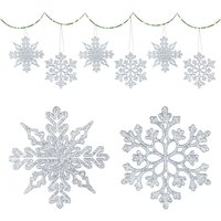Schneeflocken-Weihnachtsdekoration, 36 Stück 10 cm große Schneeflocken-Hängedekorationen mit 36 Kordeln, Schneeflocken-Ornamente für Fenster, Schneeflocken-Weihnachtsdekoration, 36 Stück 10 cm große Schneeflocken-Hängedekorationen mit 36 Kordeln, Schneeflocken-Ornamente für Fenster, von ALOVEZ
