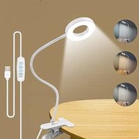 Schreibtischlampe, 3 Leuchtmodi, Leselampe zum Anklemmen zum Lesen und Arbeiten, mit USB-Ladegerät, 360 Grad drehbarer Leuchtarm [Energieklasse G] von ALOVEZ
