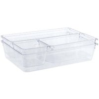 Schubladen-Aufbewahrungsbox, großer Kunststoffbehälter für Besteck und anderes Zubehör, transparent, 4er-Set Schubladen-Aufbewahrungsbox, großer Kunststoffbehälter für Besteck und anderes Zubehör, transparent, 4er-Set von ALOVEZ