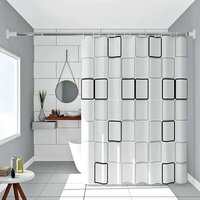 Schwarz-weiß karierter Duschvorhang, geeignet für Badewannen, wasserdicht, schimmelhemmend und waschbar, mit Haken, 180 cm x 220 cm von ALOVEZ