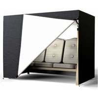 Schwarze 3-Sitzer-Gartenschaukel-Abdeckung, 210D Oxford wasserdichte Anti-UV-Schaukel-Schutzhülle, staubdicht 220 x 125 x 170 cm von ALOVEZ