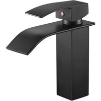 Schwarzer Kupferkern, Warm- und Kaltwasser-Waschbeckenhahn, Waschbecken, Toilette, über der Theke, Wasserfallhahn für Zuhause von ALOVEZ