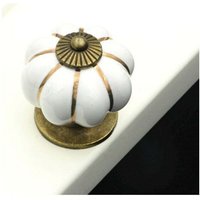 Set mit 8 Möbelknöpfen aus Keramik im Vintage-Stil im europäischen Stil in Kürbisform für Schminktisch, Schrank und Schubladen, weiß von ALOVEZ