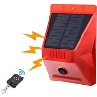 Solar-Blitzlicht mit Bewegungsmelder, IP65, wasserdicht, LED-Solar-Bewegungsmelderlicht mit Fernbedienung, 129 dB Sound, wasserdichte von ALOVEZ