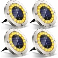 Solar-Gartenstrahler für den Außenbereich, 4er-Pack, 16 LED-Solarstrahler, Außenbeleuchtung, IP65, wasserdicht, kabellos, Edelstahl, für von ALOVEZ