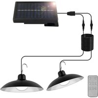 Solar-Hängeleuchte für den Außenbereich, Solar-Pendelleuchte mit zwei Köpfen und Fernbedienung, 3 Helligkeitsmodi, IP44, wasserdicht, mit 3 m Kabel Solar-Hängeleuchte für den Außenbereich, Solar-Pendelleuchte mit zwei Köpfen und Fernbedienung, 3 Helligkeitsmodi, IP44, wasserdicht, mit 3 m Kabel von ALOVEZ