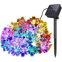 Solar-Lichterkette für den Garten im Freien, 7 m, 50 LEDs, wasserdicht, Blumendekoration, Weihnachtslaternen (bunt) von ALOVEZ