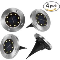 Solar Straßenlaternen Set mit 4 Solar-Scheibenleuchten 8 LED Solarlampe Außen (Warmweiß) von ALOVEZ