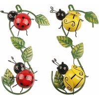 Stück Metallkäfer-Wandkunst-Dekoration für drinnen oder draußen, Gartenzaun, Balkon, Terrasse, Wohnzimmer, Schlafzimmer, Büro, Dekor (rot/gelb) von ALOVEZ