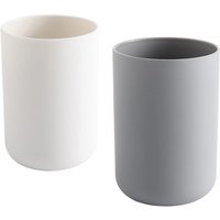Stück Zahnputzbecher, Zahnbürstenhalter fürs Badezimmer, Plastikbecher 300 ml (Weiß und Grau) von ALOVEZ