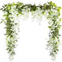Stück x 2 m künstliche Blumen, Glyzinienranke, künstliche Glyzinienblumen, hängende Girlande für Hochzeitszeremonie, Bogen, Blumendekor – Weiß von ALOVEZ