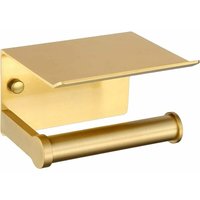 Toilettenpapierhalter, Wandmontierter Toilettenpapierhalter mit Ablage, selbstklebend, Aluminium (Gold) von ALOVEZ