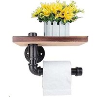 Toilettenpapierhalter, dekoratives Wandregal – Industriestil – Stahlrohr – mit Holzregal für Badezimmerdekor Toilettenpapierhalter, dekoratives Wandregal – Industriestil – Stahlrohr – mit Holzregal für Badezimmerdekor von ALOVEZ