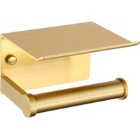 Toilettenpapierhalter, wandmontierter Toilettenpapierhalter mit Ablage, 3M selbstklebend, Aluminium (Gold) von ALOVEZ