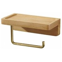 Toilettenpapierhalter aus Massivholz, Wandhalterung mit Doppelmontage, selbstklebende abgerundete Ecken, Badezimmer- und Küchendekor (Buche) von ALOVEZ