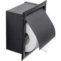 Toilettenpapierhalter für die Unterputzmontage, Edelstahl mit Abdeckung, versenktes Design, platzsparend, mattschwarzer Toilettenpapierhalter, von ALOVEZ