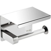 Alovez - Toilettenpapierhalter mit Ablage, Toilettenpapierhalter aus glänzendem Edelstahl, selbstklebend oder zum Bohren, Toilettenpapierhalter, zwei von ALOVEZ