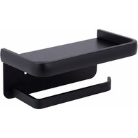 Toilettenpapierhalter zur Wandmontage, Aluminium-Rollenhalter, Toilettenpapierhalter mit Ablagefläche, Schwarz Toilettenpapierhalter zur Wandmontage, Aluminium-Rollenhalter, Toilettenpapierhalter mit Ablagefläche, Schwarz von ALOVEZ