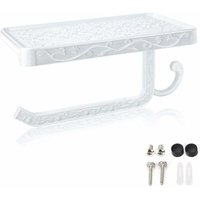 Toilettenpapierhalter zur Wandmontage, hicoosee Toilettenpapierhalter mit Ablage für Badezimmertoilette, Weiß Toilettenpapierhalter zur Wandmontage, hicoosee Toilettenpapierhalter mit Ablage für Badezimmertoilette, Weiß von ALOVEZ