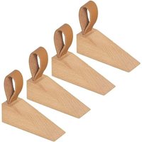 Türkeil 4 Stück Holztürkeil Bodentürkeil Buchenholz Türstopper Holzbodentürkeil Holzkeil Funktionalität Türkeil Bodentürblock mit Lederschlaufe von ALOVEZ