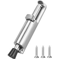 Verstellbarer, fußbetätigter Türstopper, Bodentürstopper aus Edelstahl, Federtürstopper mit Schrauben, Türstopperhalterung (Silber) von ALOVEZ