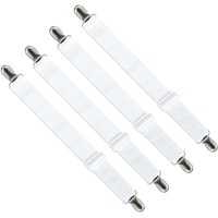Verstellbarer Spannbettlakenspanner (65 cm bis 200 cm), verstellbarer Haltegurtverschluss für Bettlaken, Sofa, Bügelbrettbezug (weiß, 4er-Pack) von ALOVEZ