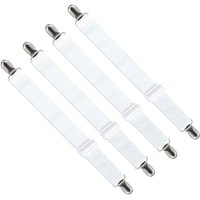 Verstellbarer Spannbettlakenspanner (65 cm bis 200 cm), verstellbarer Haltegurtverschluss für Bettlaken, Sofa, Bügelbrettbezug (weiß, 4er-Pack) von ALOVEZ