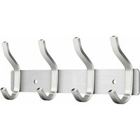 Wandgarderobe mit 4 Haken, Edelstahlgarderobe, Handtuchhaken zur Wandmontage (Silber, 4 Haken) von ALOVEZ