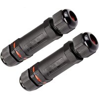 Wasserdichte Abzweigdose, 2er-Pack IP68 Elektrodose – Anschlussdose Ø 1 mm-13 mm – einfach zu installieren (Schwarz, PVC) von ALOVEZ